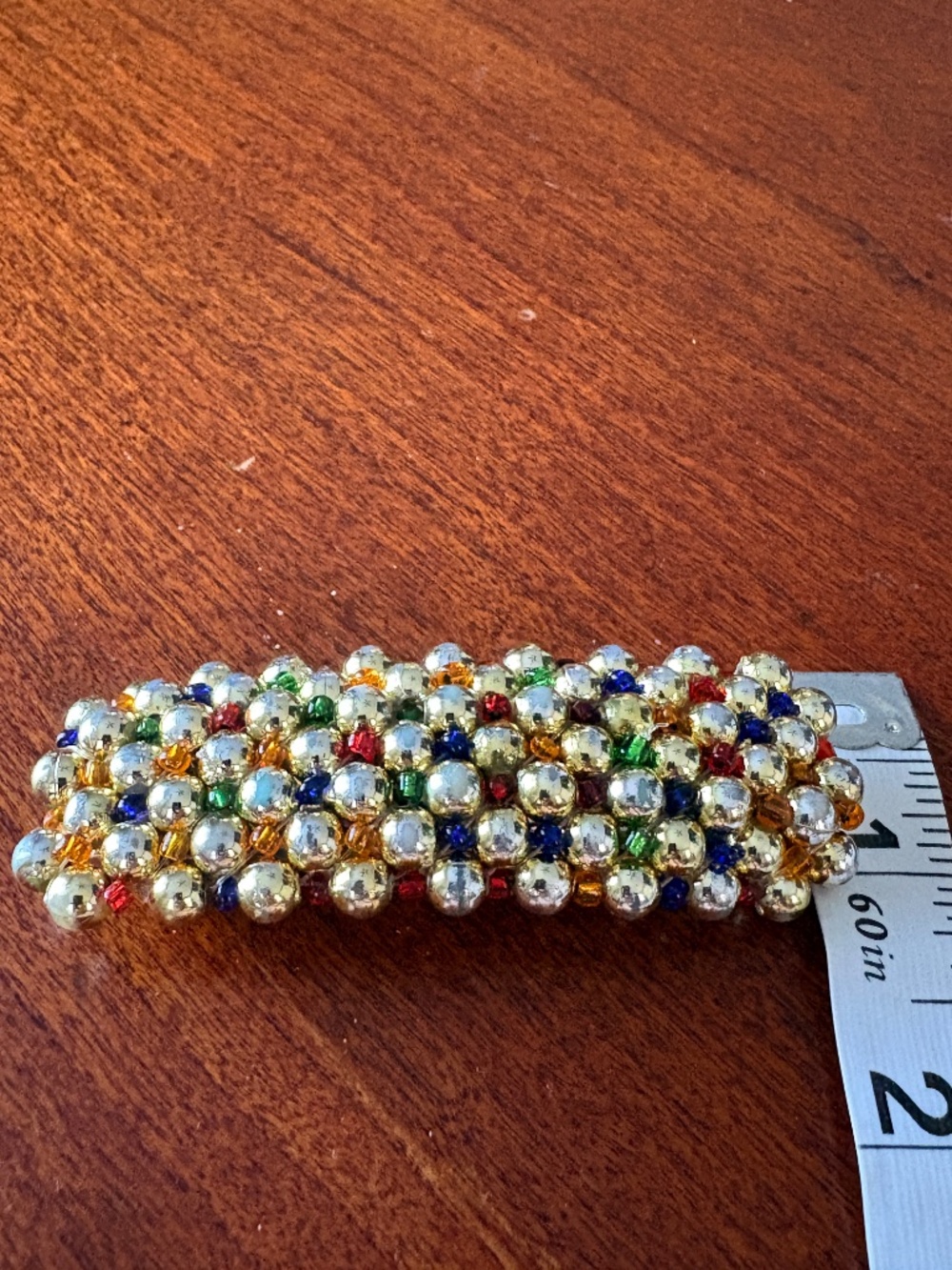 Vintage Beaded Metallic Gold Hair Barrette - Picture 4 of 5